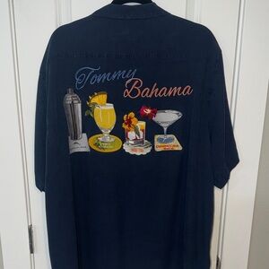 Tommy Bahama Dark Blue Cocktail Embroidered Shirt